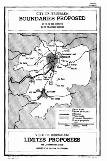 Proposed boundaries of Jerusalem as proposed by Resolution 181