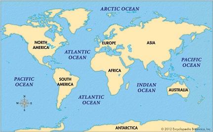 Map of the oceans