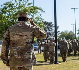 Military solider saluting 